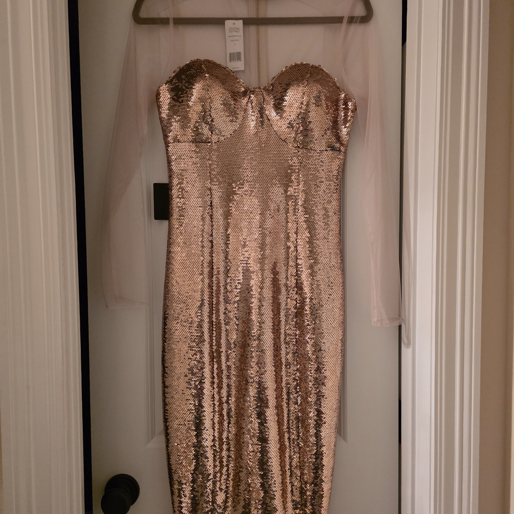 Sequin Midi Dress in RoseGold
